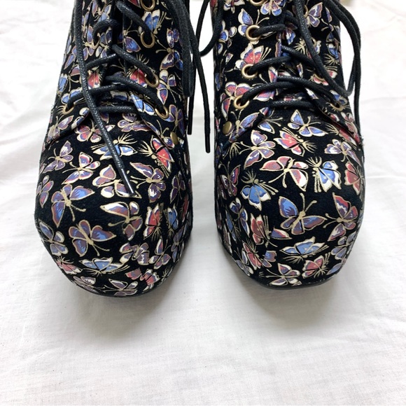 Jeffrey Campbell butterfly patterned Lita chunky leather platform booties 8.5 - Picture 4 of 12